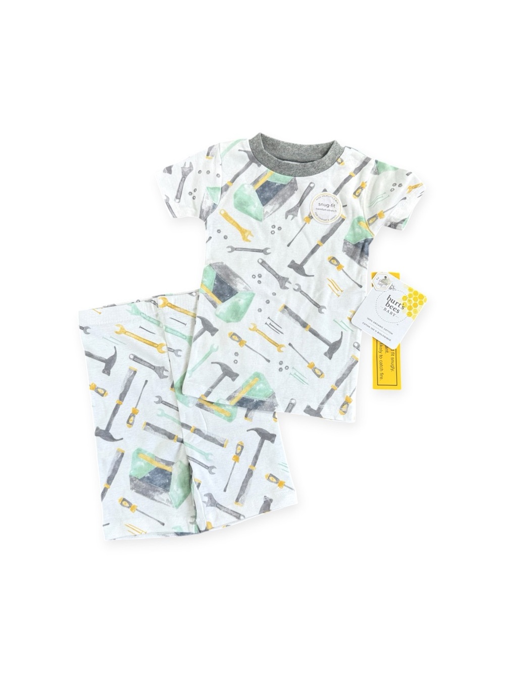 NWT Burt’s Bees Baby Organic Cotton Snug-Fit PJ Set - Tools Print - Size 24m 🐝🛠️